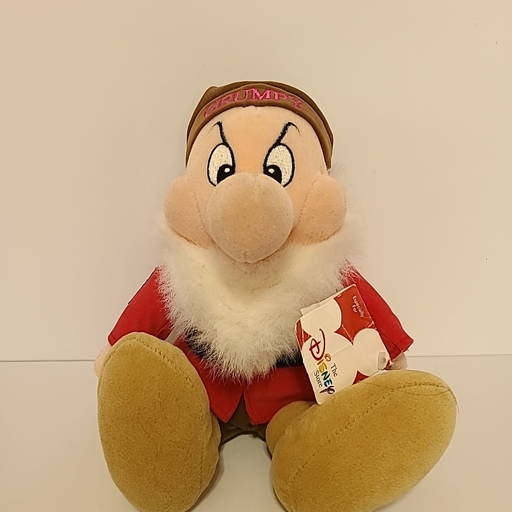 Disney Store Grumpy Bean Bag Plush Dwarf 11" Snow White & Seven Dwarfs Doll Toy